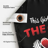 This Girl Loves The Gym Flag 3x5 FT Fitness Dumbbell Heart Banner Black Red Wall Decor Home Gym Studio Indoor Hanging Polyester