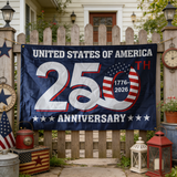 USA 250th Anniversary Flag 3x5ft, Navy Blue Polyester Banner with Stars & Stripes Design, Durable Indoor Outdoor Wall Hanging for Patriotic Celebrations, Customizable