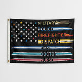 First Responder USA Flag 3x5 FT Police Firefighter Military Nurse EMS Dispatch Patriotic Banner Wall Decor Indoor Outdoor Hanging Polyester