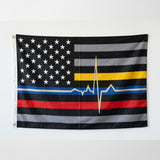 First Responder USA Flag 3x5 FT Police Firefighter Military Nurse EMS Dispatch Patriotic Banner Wall Decor Indoor Outdoor Hanging Polyester