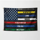 First Responder USA Flag 3x5 FT Police Firefighter Military Nurse EMS Dispatch Patriotic Banner Wall Decor Indoor Outdoor Hanging Polyester