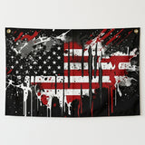 USA American Flag 3x5 FT Grunge Drip Paint Splatter Patriotic Black Red White Banner Wall Decor Indoor Outdoor Hanging Polyester