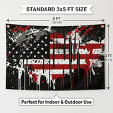USA American Flag 3x5 FT Grunge Drip Paint Splatter Patriotic Black Red White Banner Wall Decor Indoor Outdoor Hanging Polyester