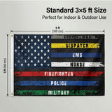 First Responder USA Flag 3x5 FT Police Firefighter Military Nurse EMS Dispatch Patriotic Banner Wall Decor Indoor Outdoor Hanging Polyester