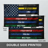 First Responder USA Flag 3x5 FT Police Firefighter Military Nurse EMS Dispatch Patriotic Banner Wall Decor Indoor Outdoor Hanging Polyester