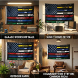 First Responder USA Flag 3x5 FT Police Firefighter Military Nurse EMS Dispatch Patriotic Banner Wall Decor Indoor Outdoor Hanging Polyester