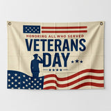 3x5 FT Veterans Day Flag, Honoring All Who Served Patriotic Banner, Veteran Memorial Decor for Home, Yard, Porch and Events