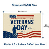 3x5 FT Veterans Day Flag, Honoring All Who Served Patriotic Banner, Veteran Memorial Decor for Home, Yard, Porch and Events