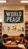 3x5ft "WORLD PEACE" Flag, Dark Green Polyester Banner with Brass Grommets, Ideal for Peace Rallies & Home Decor, Customizable