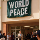 3x5ft "WORLD PEACE" Flag, Dark Green Polyester Banner with Brass Grommets, Ideal for Peace Rallies & Home Decor, Customizable
