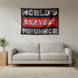 World's Okayest Neighbor Flag 3x5 Ft Polyester Customizable Funny Decorative Banner for Home Garden Yard Porch