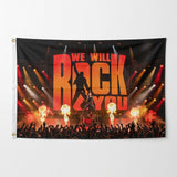I Love Rock N Roll Flag 3x5 FT Grunge Distressed Red Heart Black White Music Banner Wall Decor Indoor Outdoor Hanging Polyester