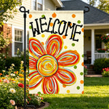 12x18 Inch  Welcome Flower Garden Flag Banner, 3-Layer Knitted Polyester Double Sided Decor for Patio & Yard