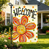 12x18 Inch  Welcome Flower Garden Flag Banner, 3-Layer Knitted Polyester Double Sided Decor for Patio & Yard