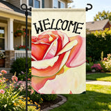 12x18 Inch  Welcome Flower Garden Flag Banner, 3-Layer Knitted Polyester Double Sided Decor for Patio & Yard