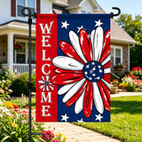 12x18 Inch  Welcome Flower Garden Flag Banner, 3-Layer Knitted Polyester Double Sided Decor for Patio & Yard
