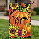Happy Fall Y'all Garden Flag 12x18 Inch Vintage Truck Pumpkin Orange Plaid Harvest Autumn Yard Lawn Outdoor Seasonal Polyester