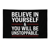 Believe In Yourself You Will Be Unstoppable Flag 3x5 FT Motivational Quote Banner Indoor Outdoor Wall Hanging Decoration