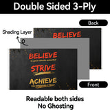 Believe Strive Achieve Flag 3x5 FT Motivational Inspirational Quote Black Red Gold Banner Wall Decor Gym Office Indoor Hanging Polyester