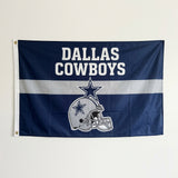 Dallas Cowboys Flag 3x5 FT NFL Football Helmet Star Stripe Navy Blue Banner Wall Decor Man Cave Indoor Outdoor Hanging Polyester