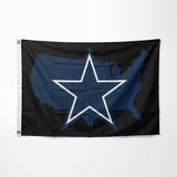 Dallas Cowboys Flag 3x5 FT NFL Football Helmet Star Stripe Navy Blue Banner Wall Decor Man Cave Indoor Outdoor Hanging Polyester
