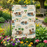 12x18 Inch Hello Summer Dog And Cat Garden Flags Banner, 3-Layer Knitted Polyester Double Sided Decor for Patio & Yard
