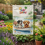 12x18 Inch Hello Summer Dog And Cat Garden Flags Banner, 3-Layer Knitted Polyester Double Sided Decor for Patio & Yard