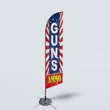 Sinonarui Guns Ammo Advertising Custom Feather Razor Flags Blade Angled Flag for Display