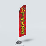 Sinonarui Tacos Advertising Custom Feather Razor Flags Blade Angled Flag for Display