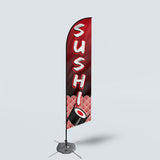 Sinonarui Sushi Advertising Custom Feather Razor Flags Blade Angled Flag for Display