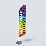 Sinonarui Drive Advertising Custom Feather Razor Flags Blade Angled Flag for Display