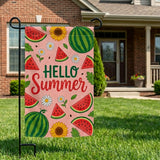 12x18 Inch Hello Summer  Garden Flags Banner, 3-Layer Knitted Polyester Double Sided Decor for Patio & Yard