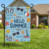 12x18 Inch Hello Summer  Garden Flags Banner, 3-Layer Knitted Polyester Double Sided Decor for Patio & Yard