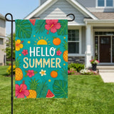 12x18 Inch Hello Summer  Garden Flags Banner, 3-Layer Knitted Polyester Double Sided Decor for Patio & Yard