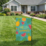 12x18 Inch Hello Summer  Garden Flags Banner, 3-Layer Knitted Polyester Double Sided Decor for Patio & Yard