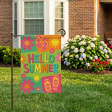 12x18 Inch Hello Summer  Garden Flags Banner, 3-Layer Knitted Polyester Double Sided Decor for Patio & Yard