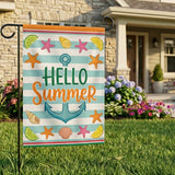 12x18 Inch Hello Summer  Garden Flags Banner, 3-Layer Knitted Polyester Double Sided Decor for Patio & Yard