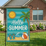 12x18 Inch Hello Summer  Garden Flags Banner, 3-Layer Knitted Polyester Double Sided Decor for Patio & Yard