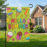 12x18 Inch Hello Summer  Garden Flags Banner, 3-Layer Knitted Polyester Double Sided Decor for Patio & Yard