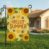 12x18 Inch Hello Summer  Garden Flags Banner, 3-Layer Knitted Polyester Double Sided Decor for Patio & Yard