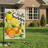 12x18 Inch Hello Summer Garden Flags Banner, 3-Layer Knitted Polyester Double Sided Decor for Patio & Yard