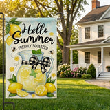 12x18 Inch Hello Summer Garden Flags Banner, 3-Layer Knitted Polyester Double Sided Decor for Patio & Yard