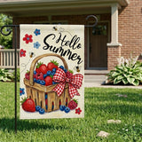 12x18 Inch Hello Summer Garden Flags Banner, 3-Layer Knitted Polyester Double Sided Decor for Patio & Yard