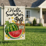12x18 Inch Hello Summer Garden Flags Banner, 3-Layer Knitted Polyester Double Sided Decor for Patio & Yard
