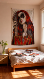 KISS Band Glam Rock Flag 3x5ft Female Guitarist Print Fade Resistant Polyester, Custom Flags for Bar Wall Decor