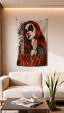 KISS Band Glam Rock Flag 3x5ft Female Guitarist Print Fade Resistant Polyester, Custom Flags for Bar Wall Decor