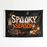 Happy Halloween Flag 3x5 FT Retro Comic Bat Orange Black Bold Banner Wall Decor Indoor Outdoor Party Hanging Sign Polyester