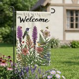 12x18 Inch Welcome Flower Bird Garden Flags Banner, 3-Layer Knitted Polyester Double Sided Decor for Patio & Yard