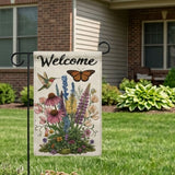 12x18 Inch Welcome Flower Bird Garden Flags Banner, 3-Layer Knitted Polyester Double Sided Decor for Patio & Yard